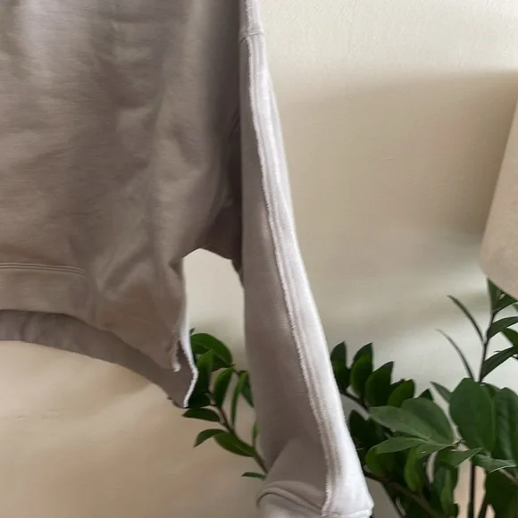 Lafayette 148 NY Medford crew neck sweatshirt gray sage crop cotton luxury large - Picture 9 of 10